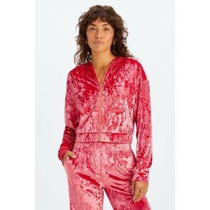 Fabletics Crushed Velour Zip Up Hoodie Jacket Strawberry Red Women’s Medium